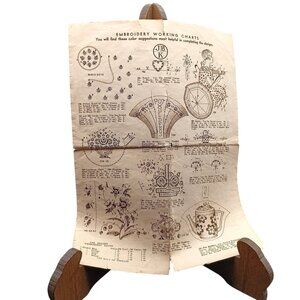 Vintage Embroidery Working Charts With Floral & Decorative Designs For Hand-Stit
